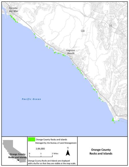 Map of the location of Orange County Rocks in Southern California.