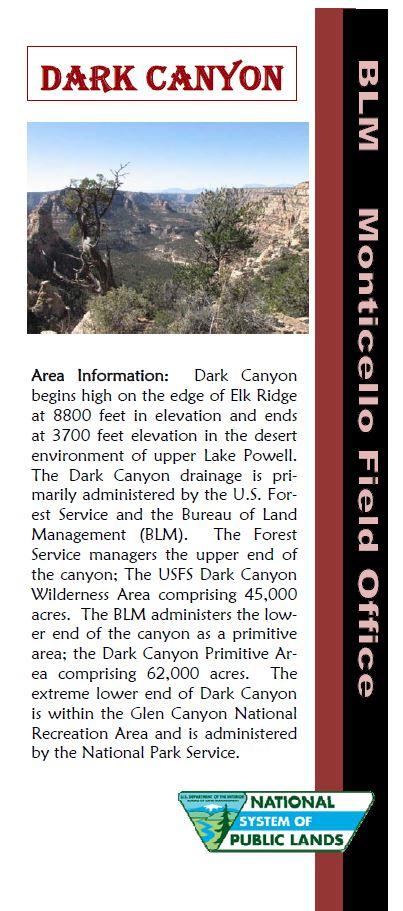 Dark Canyon brochure cover.