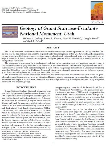 Geology of Grand Staircase-Escalante National Monument, Utah 2000 academic journal publication.