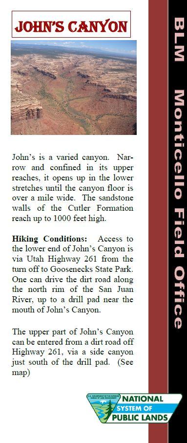 John's Canyon brochure cover.