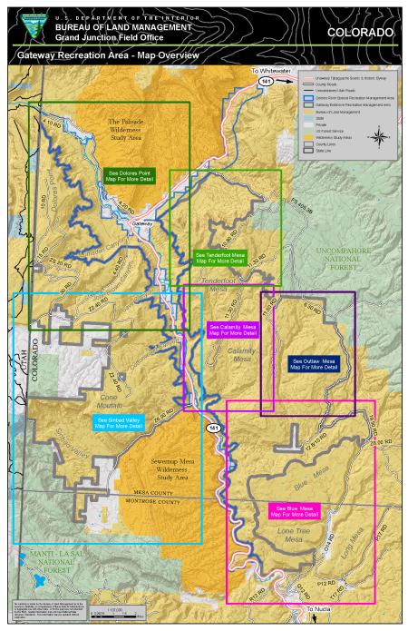 Thumbnail image of the Gateway Extensive Recreation Management Area Overview Map
