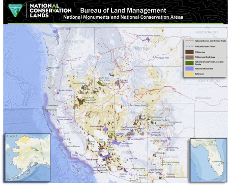 map of all NLCS units depicted on western united states