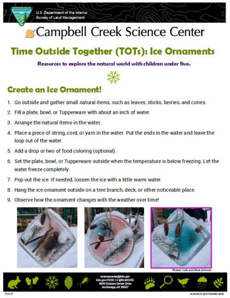 TOTs Ice Ornament Activity sheet