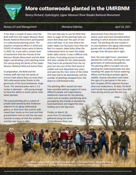 More cottonwoods planted in the UMRBNM article