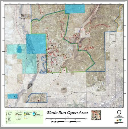 A screen shot of the Glade Run Recreation Area Jeep Trails Map.