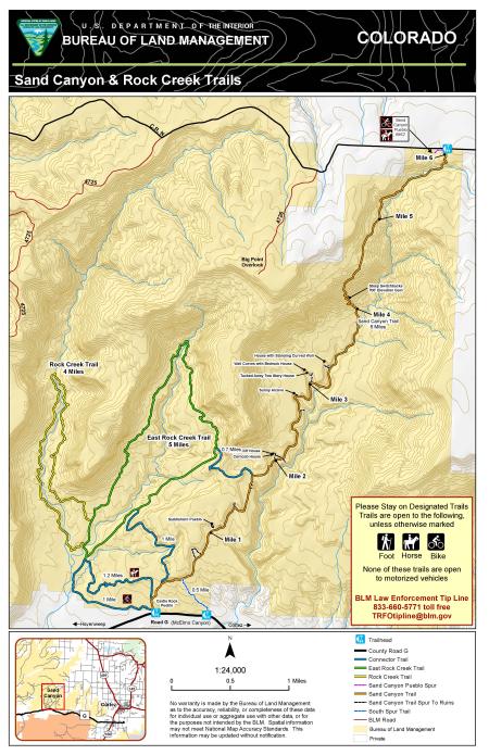 Condensed image of Sand Canyon and Rock Creek Trails Map