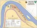 map showing layout of Macks Canyon Campground near the deschutes river