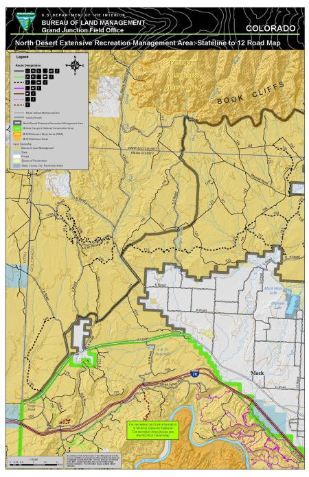 Thumbnail image of the North Desert Extensive Recreation Management Area: Stateline to 12 Road Map