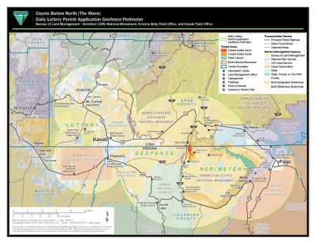 Coyote Buttes North Daily Lottery (The Wave) Geofence Perimeter Map ...