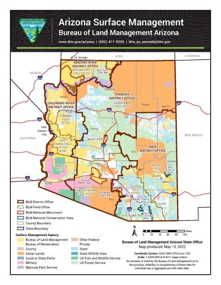 Map of various land agencies and which areas they manage