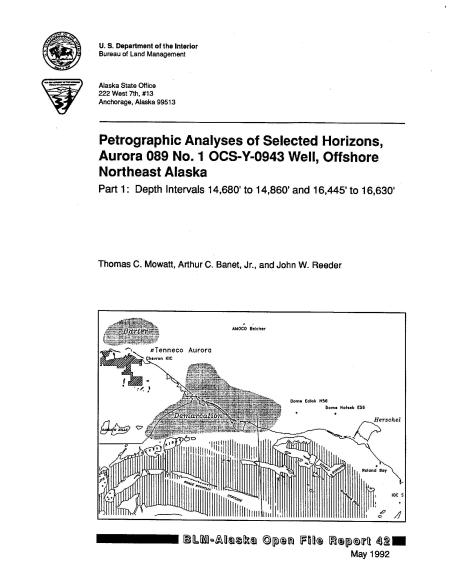 Petrographic Analyses of Selected Horizons, Aurora 089 #1 OCS-Y-0943 Well, Offshore Northeast Alaska (Part 1) cover