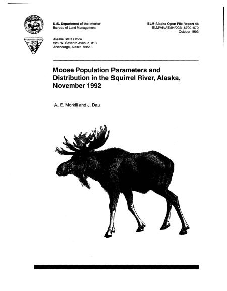 Moose Population Parameters and Distribution in the Squirrel River. November 1992 cover