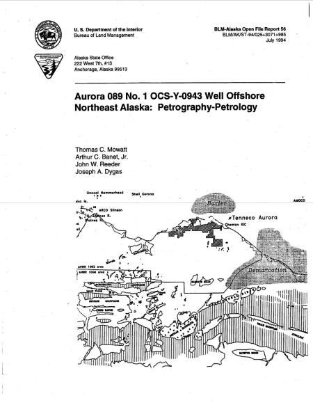 Aurora 089 No. 1 OCS-Y-0943 Well Offshore Northeast Alaska: Petrography-Petrology cover