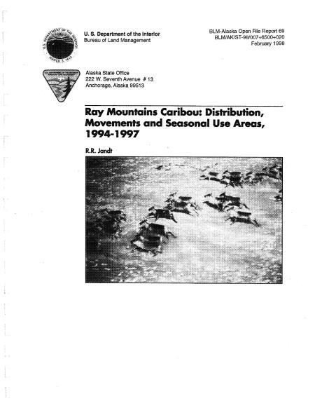 Ray Mountains Caribou: Population Distribution 1994-1997 cover