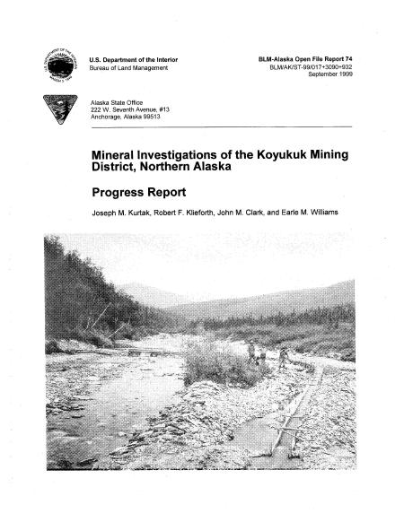 Mineral Investigations in the Koyukuk Mining District, Northern Alaska, Progress Report cover