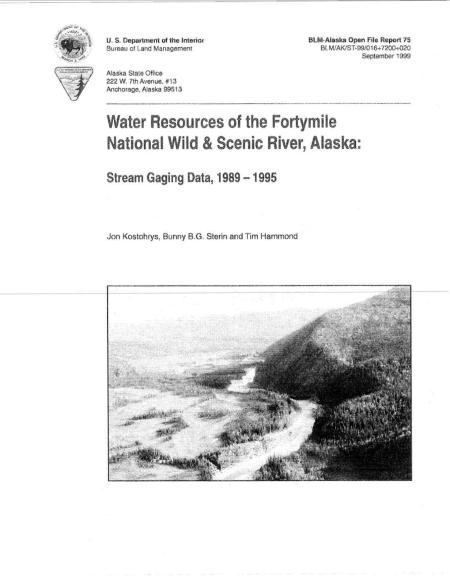 Water Resources of the Fortymile National Wild and Scenic River, Alaska: Stream Gaging Data from 1980-1995 cover