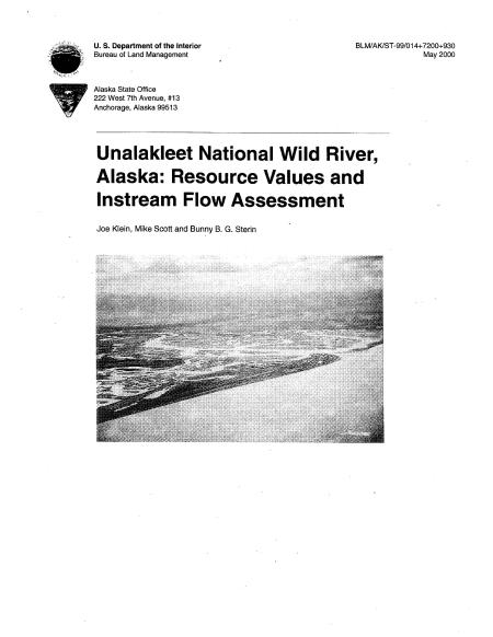 Unalakleet National Wild River, Alaska: Instream Flow Assessment and Recommendations cover