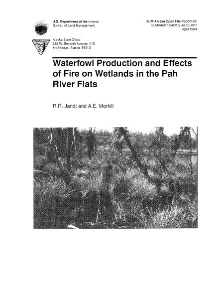 Waterfowl Production Effects of Fire on Wetlands in the Pah River Flats cover