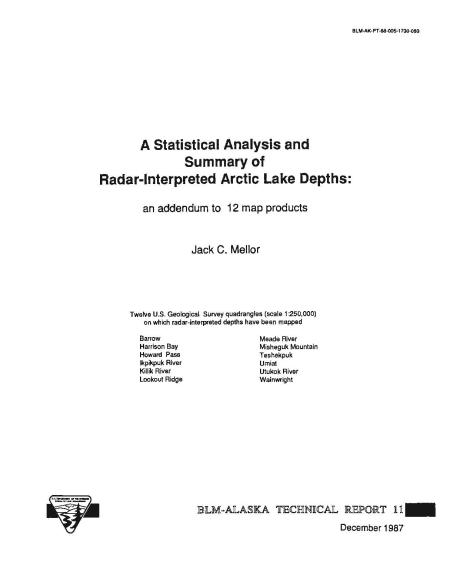 A STATISTICAL ANALYSIS AND SUMMARY OF RADAR-INTERPRETED ARCTIC LAKE DEPTHS cover