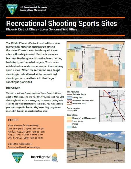 a handout titled Recreational Shooting Sites - Lower Sonoran Field Office