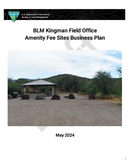 LM Kingman Field Office Amenity Fee Sites Business Plan cover page.
