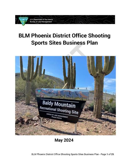 BLM Phoenix District Office Shooting Sports Sites Draft Business Plan Cover