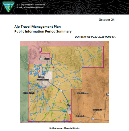 a screenshot of a report entitled Ajo Travel Management Plan Public Information Summary Thumbnail
