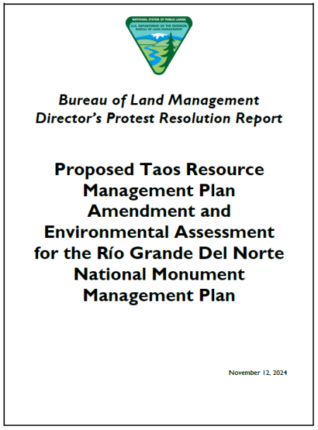 Taos RMPA RGDNNM Protest Report Cover