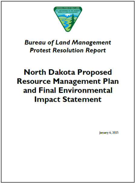 North Dakota Proposed RMP and Final EIS Protest Report Cover