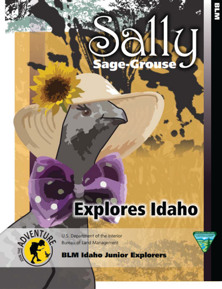 booklet screenshot that reads "Sally Sage-Grouse Explores Idaho"