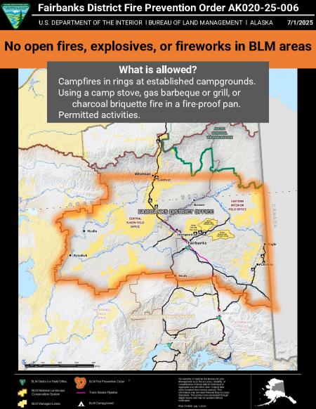 Map of Fairbanks District fire prevention order AK020-25-006