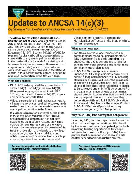 Image of first page of the ANCSA 14(c)(3) Factsheet.