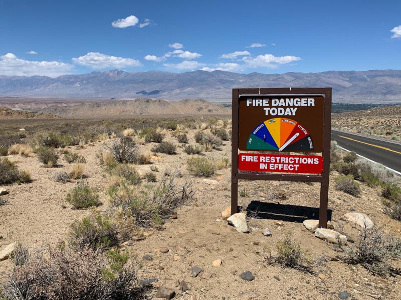 wildfire preparedness sign on high danger