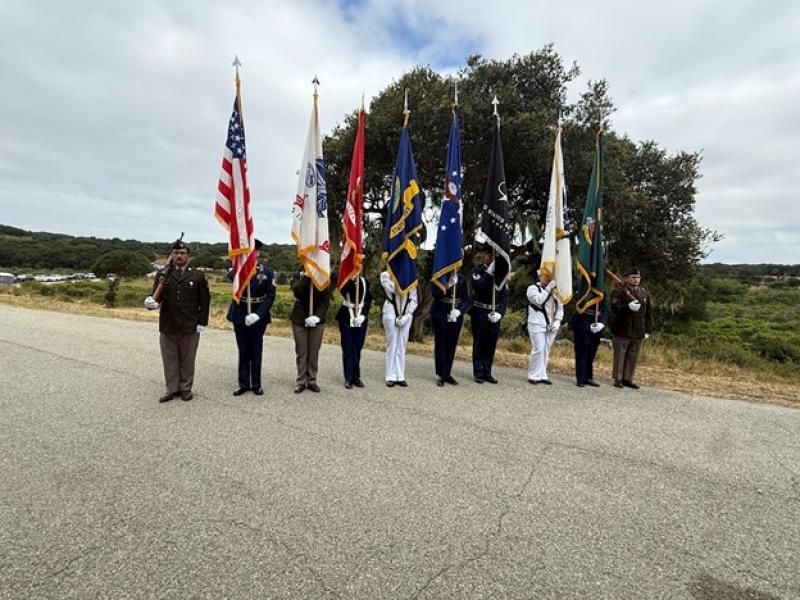 Color Guard presenting flags. Photo by Clayton Schmidt, DOI.